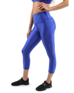 FIRENZE ACTIVEWEAR CAPRI LEGGINGS - BLUE [MADE IN ITALY] - SIZE SMALL
