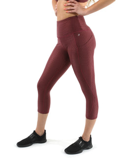 VERONA ACTIVEWEAR CAPRI LEGGINGS - MAROON [MADE IN ITALY]