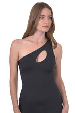 Load image into Gallery viewer, EDEN ASYMMETRIC NECKLINE MINI DRESS - BLACK