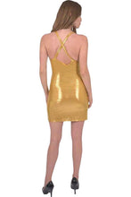 Load image into Gallery viewer, FERRARI SHINY BODY-CON GOLD DRESS