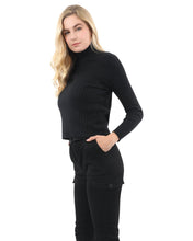 Load image into Gallery viewer, ROXBURY RIBBED TURTLENECK SWEATER - BLACK