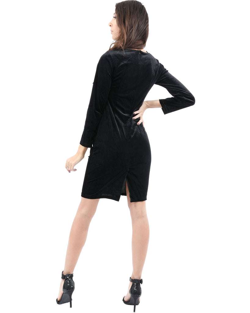 STUART VELVET LONG SLEEVE LITTLE BLACK DRESS