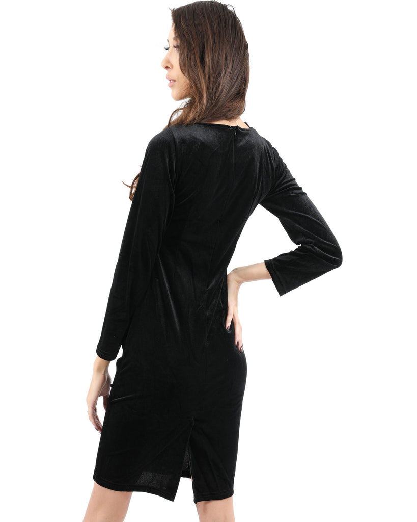 STUART VELVET LONG SLEEVE LITTLE BLACK DRESS