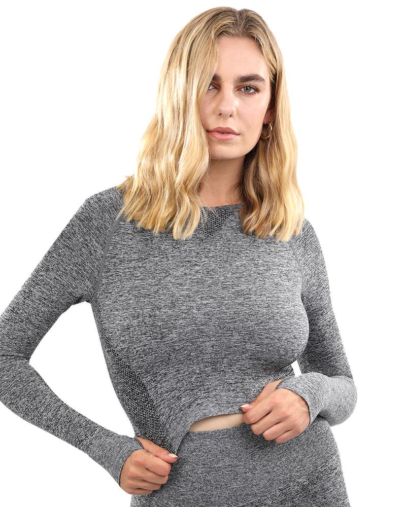 CADRINA SEAMLESS SPORTS TOP - GREY