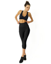 Load image into Gallery viewer, HIGH WAISTED YOGA CAPRI LEGGINGS - BLACK