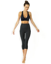 HIGH WAISTED YOGA CAPRI LEGGINGS - SLATE GREY