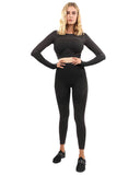 DECATA SEAMLESS LEGGINGS & SPORTS TOP SET - BLACK & BROWN