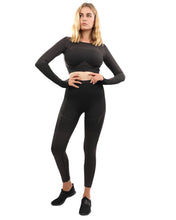 Load image into Gallery viewer, DECATA SEAMLESS LEGGINGS &amp; SPORTS TOP SET - BLACK &amp; BROWN