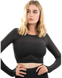 DECATA SEAMLESS SPORTS TOP - BLACK & BROWN