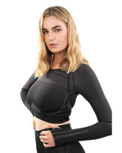 Load image into Gallery viewer, DECATA SEAMLESS SPORTS TOP - BLACK &amp; BROWN