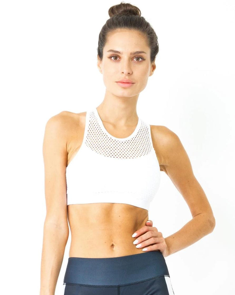 JAXON MESH SPORTS BRA - WHITE - SIZE SMALL