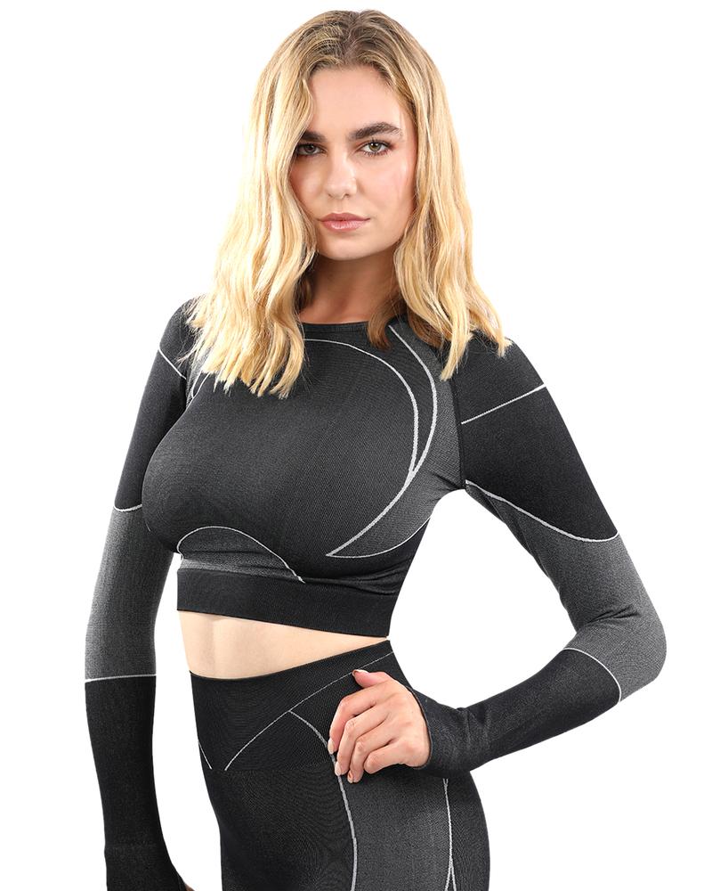 ESCOLTA SEAMLESS SPORTS TOP - BLACK