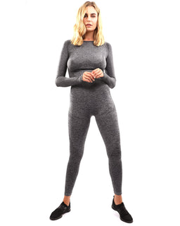 FRATESSA SEAMLESS LEGGINGS & SPORTS TOP SET - CHARCOAL