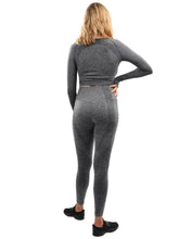 Load image into Gallery viewer, FRATESSA SEAMLESS LEGGINGS &amp; SPORTS TOP SET - CHARCOAL