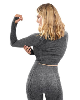 FRATESSA SEAMLESS SPORTS TOP - CHARCOAL
