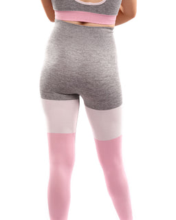 GRACA SEAMLESS LEGGINGS - GREY WITH PINK & WHITE