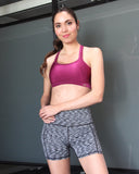 CALCAO HIGH WAIST YOGA SHORTS WITH POCKET - SILVER/GREY