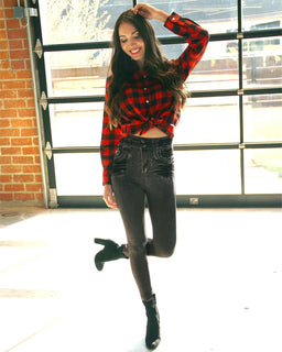 CEMIZO LONG SLEEVE FLANNEL SHIRT - RED