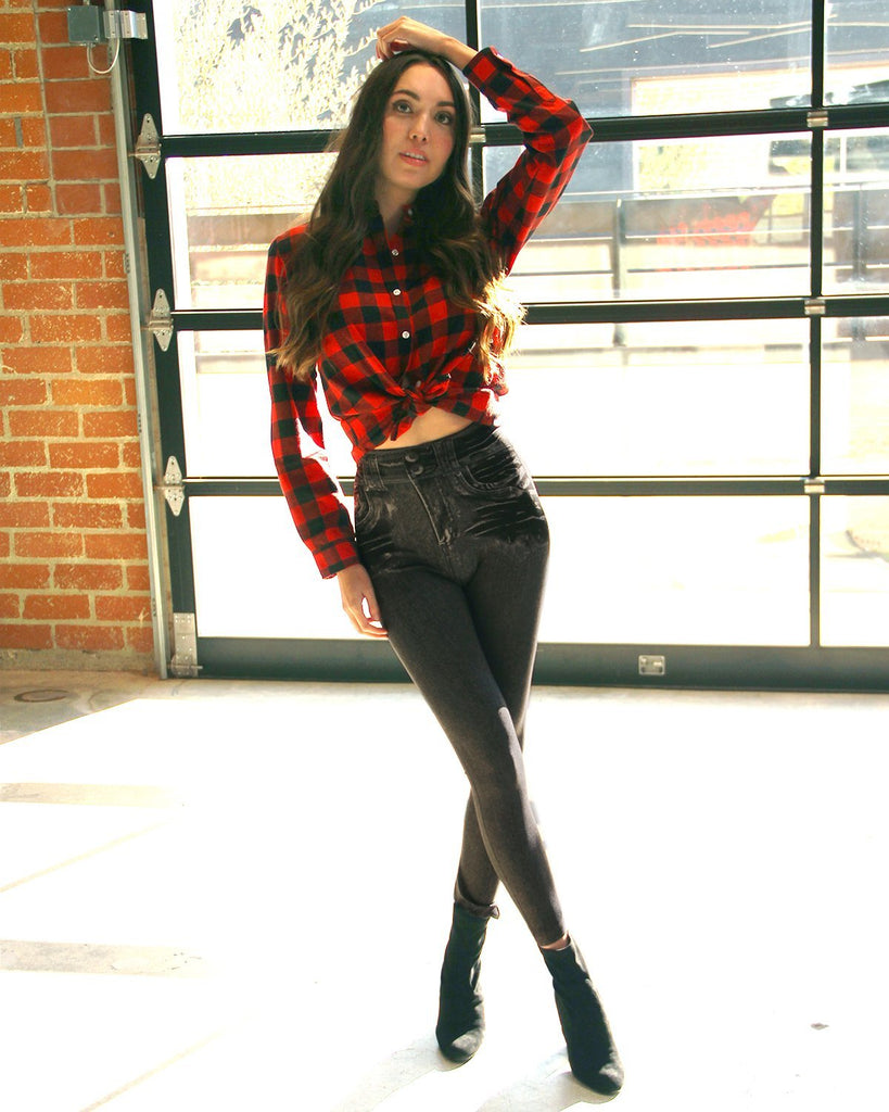 CEMIZO LONG SLEEVE FLANNEL SHIRT - RED