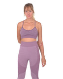 MEGARA SEAMLESS SPORTS BRA WITH STRIPED BAND - PURPLE