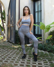 MEGARA SEAMLESS LEGGING WITH STRIPED PANELS - GREY