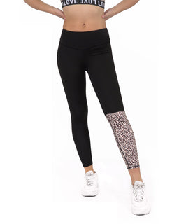 JORDENA LEOPARD WORKOUT LEGGINGS - BLACK