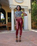 OAK VEGAN LEATHER PANT - MAROON