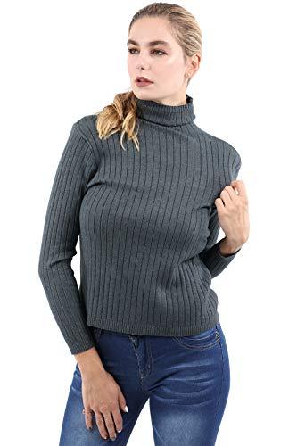 ROXBURY RIBBED TURTLENECK SWEATER - GREY