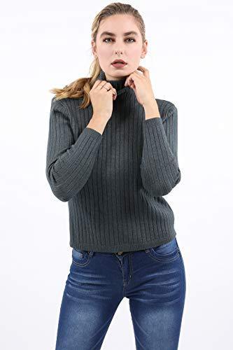 ROXBURY RIBBED TURTLENECK SWEATER - GREY