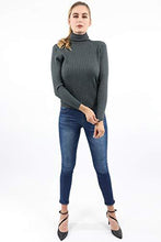 Load image into Gallery viewer, ROXBURY RIBBED TURTLENECK SWEATER - GREY