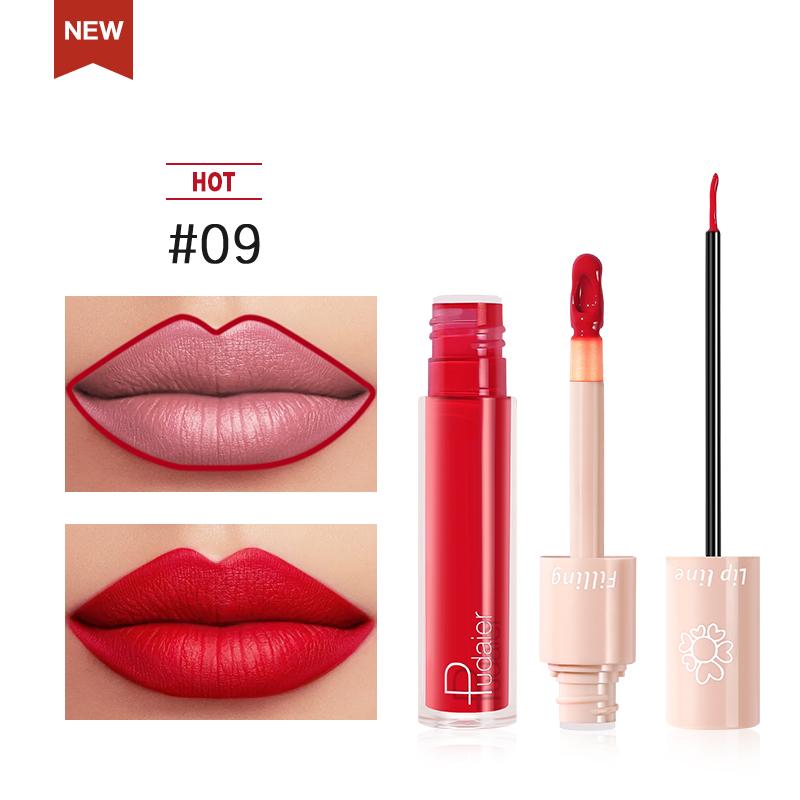 NEW PUDAIER DUO LIP LINER & MATTE LIQUID LIPSTICK - COLOR #09 CHERRY RED