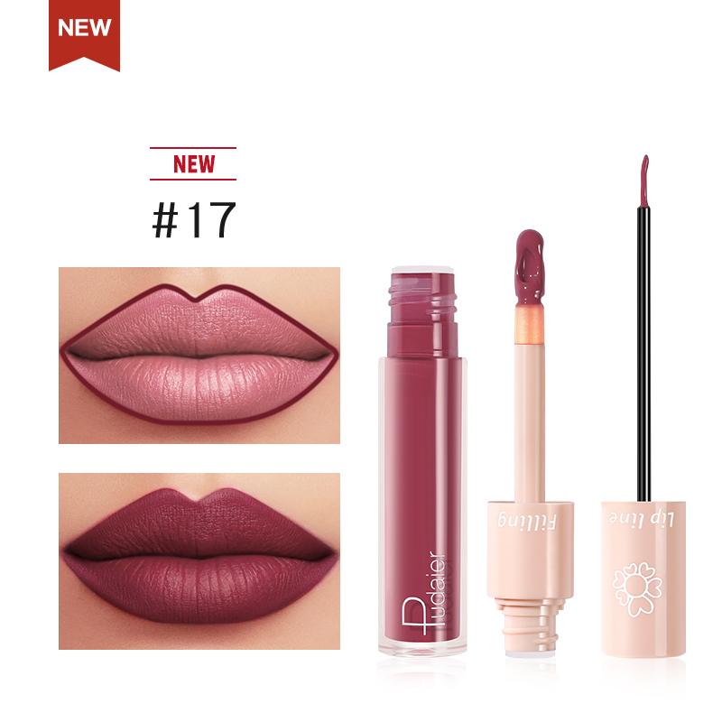 NEW PUDAIER DUO LIP LINER & MATTE LIQUID LIPSTICK - COLOR #17 BERRY