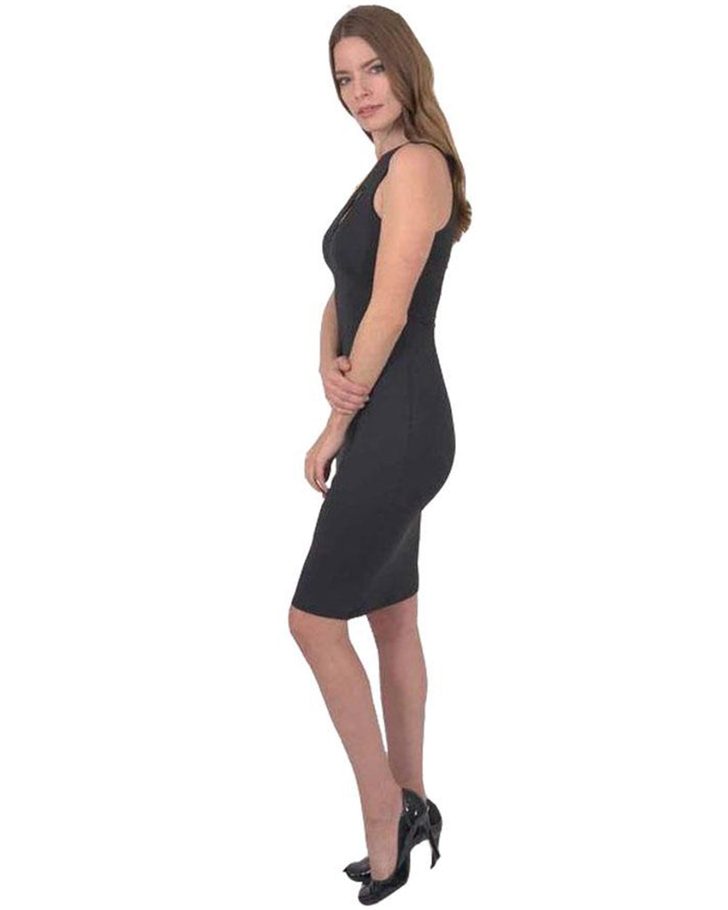 EDEN ASYMMETRIC NECKLINE MINI DRESS - BLACK